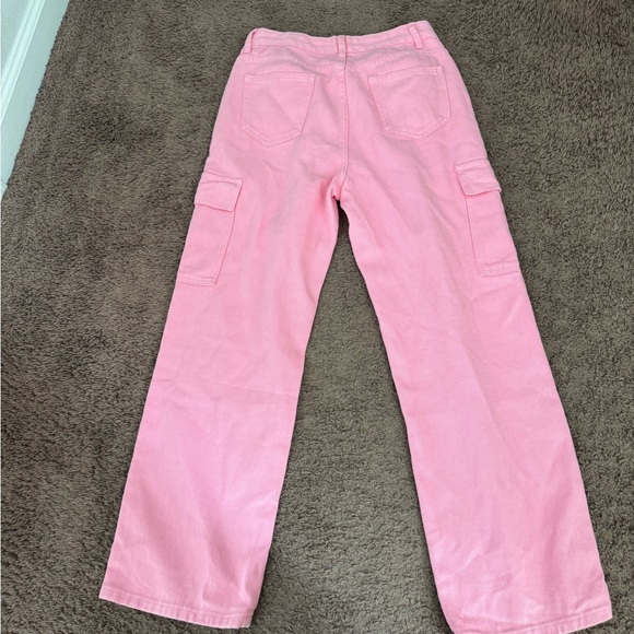 2 FOR $25SHEIN Pink High Rise Cargo Jeans Wide Leg Utility MP PETITE 28 x 27.5 - Picture 8 of 9